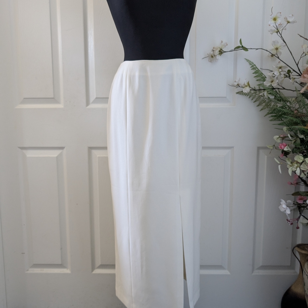 Gantos vintage white ivory midi skirt with split . Size 6. Made in the U.S.A.
